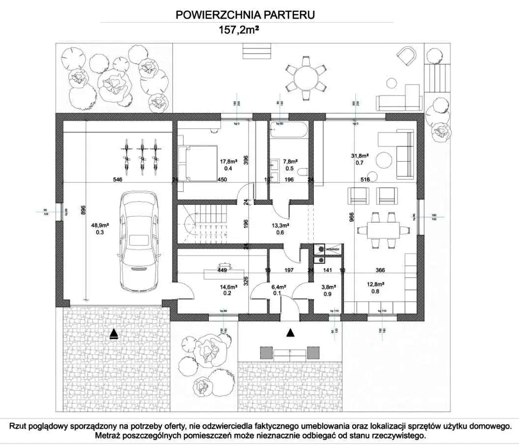 Rzut parteru - dom główny 300m²